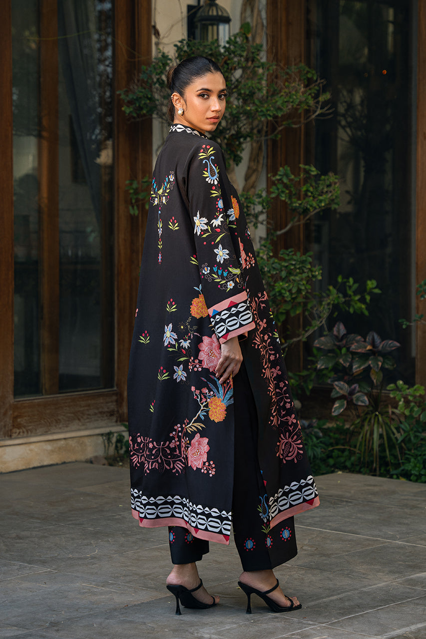 Embroidered Floral Co-Ord Set in Black