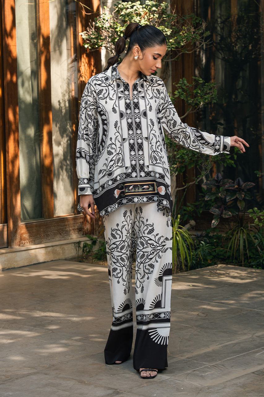 Elegant Black & White Floral Co-Ord Set