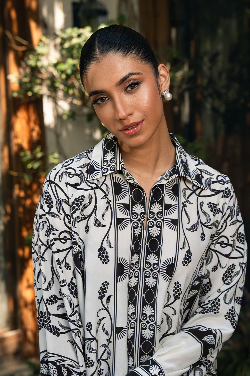 Elegant Black & White Floral Co-Ord Set