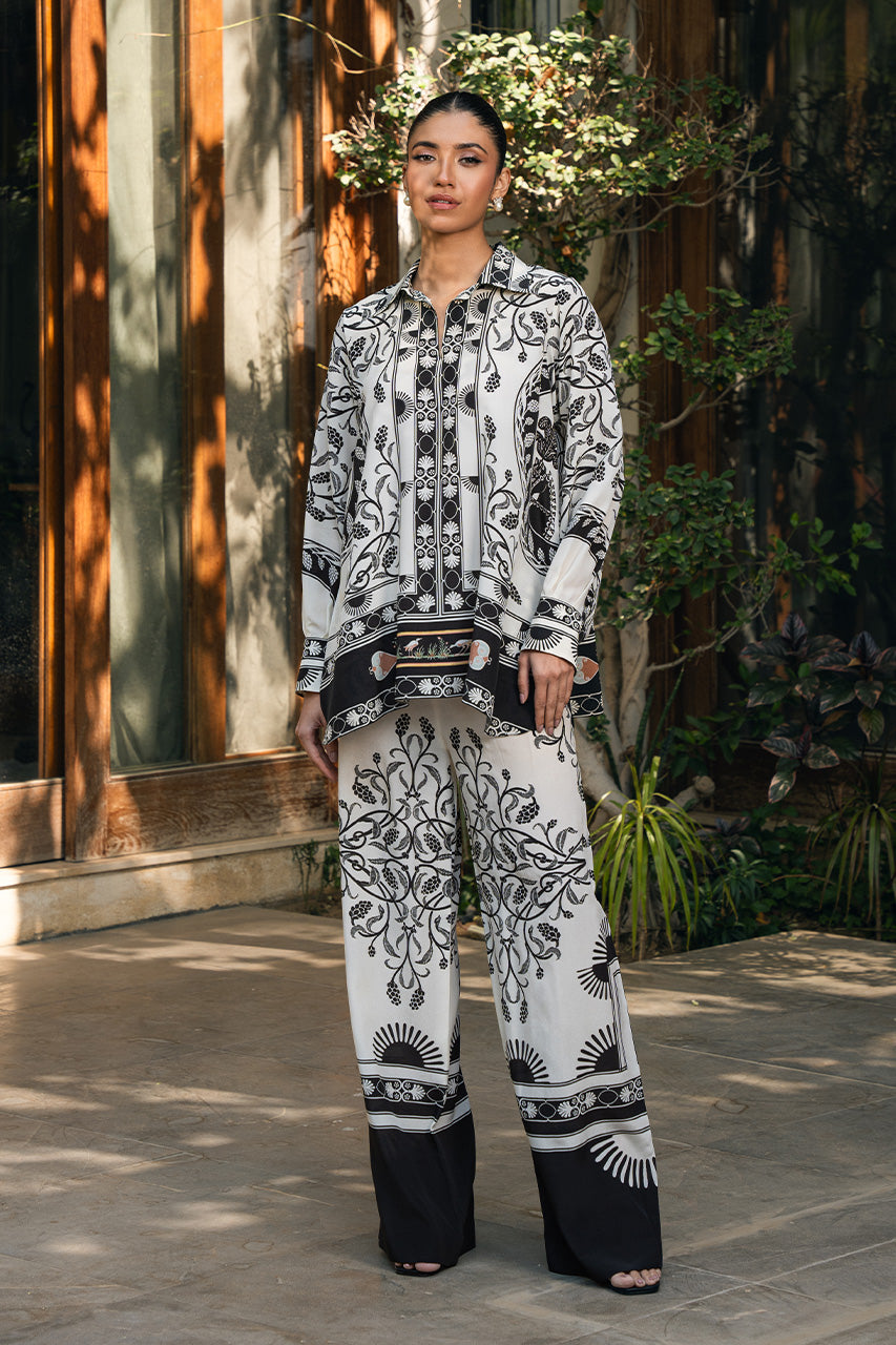 Elegant Black & White Floral Co-Ord Set