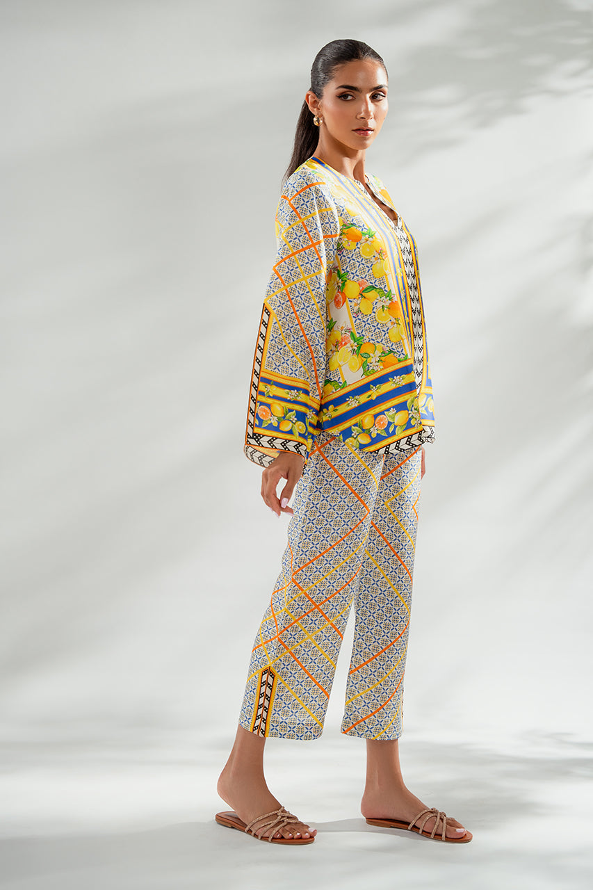 Bold Geometric & Floral Co-Ord Set with Vibrant Accents
