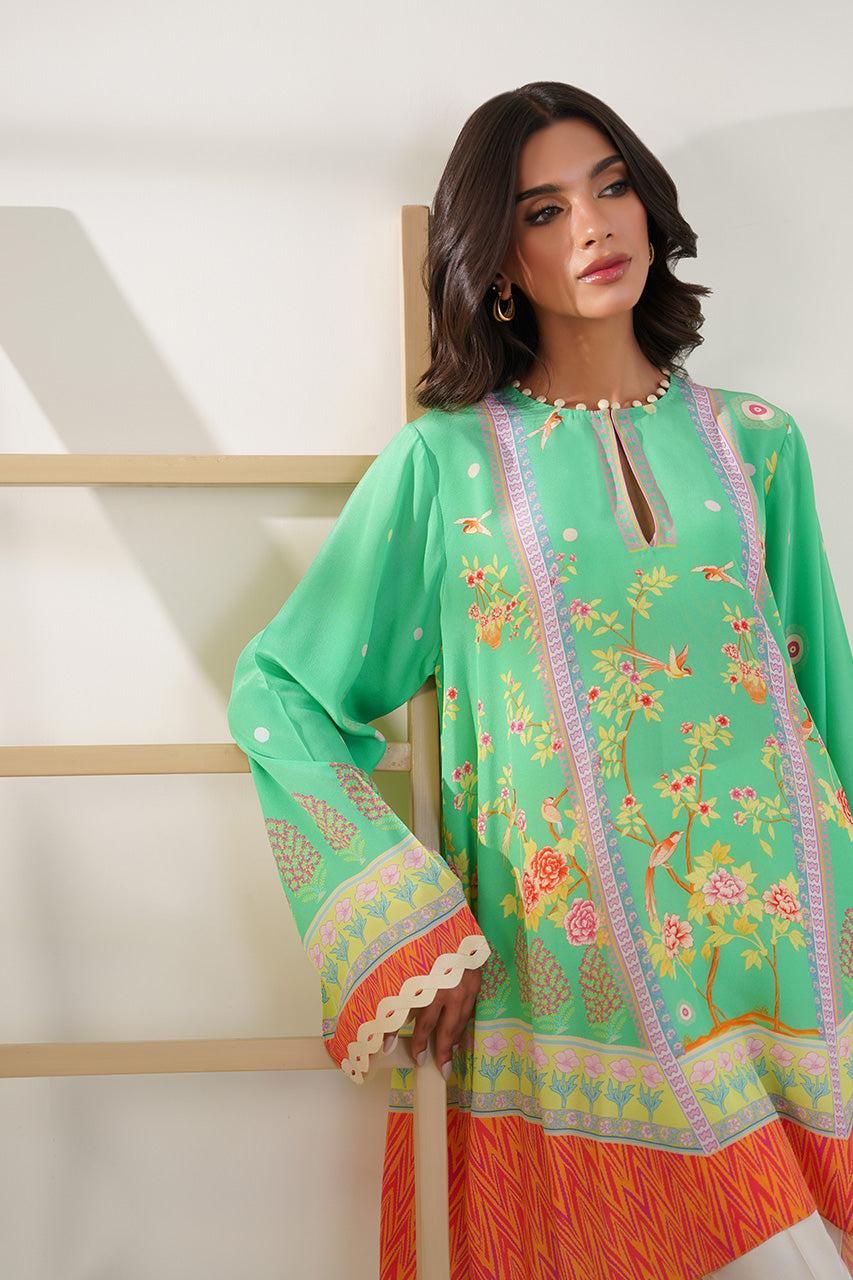 Floral Green Co-Ord Set with Elegant Detailing