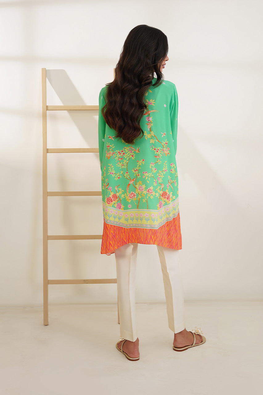 Floral Green Co-Ord Set with Elegant Detailing