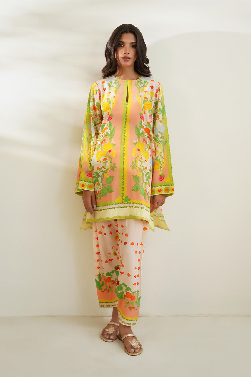 Floral Blush Co-Ord Set with Vibrant Detailing