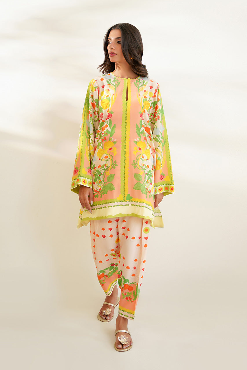 Floral Blush Co-Ord Set with Vibrant Detailing