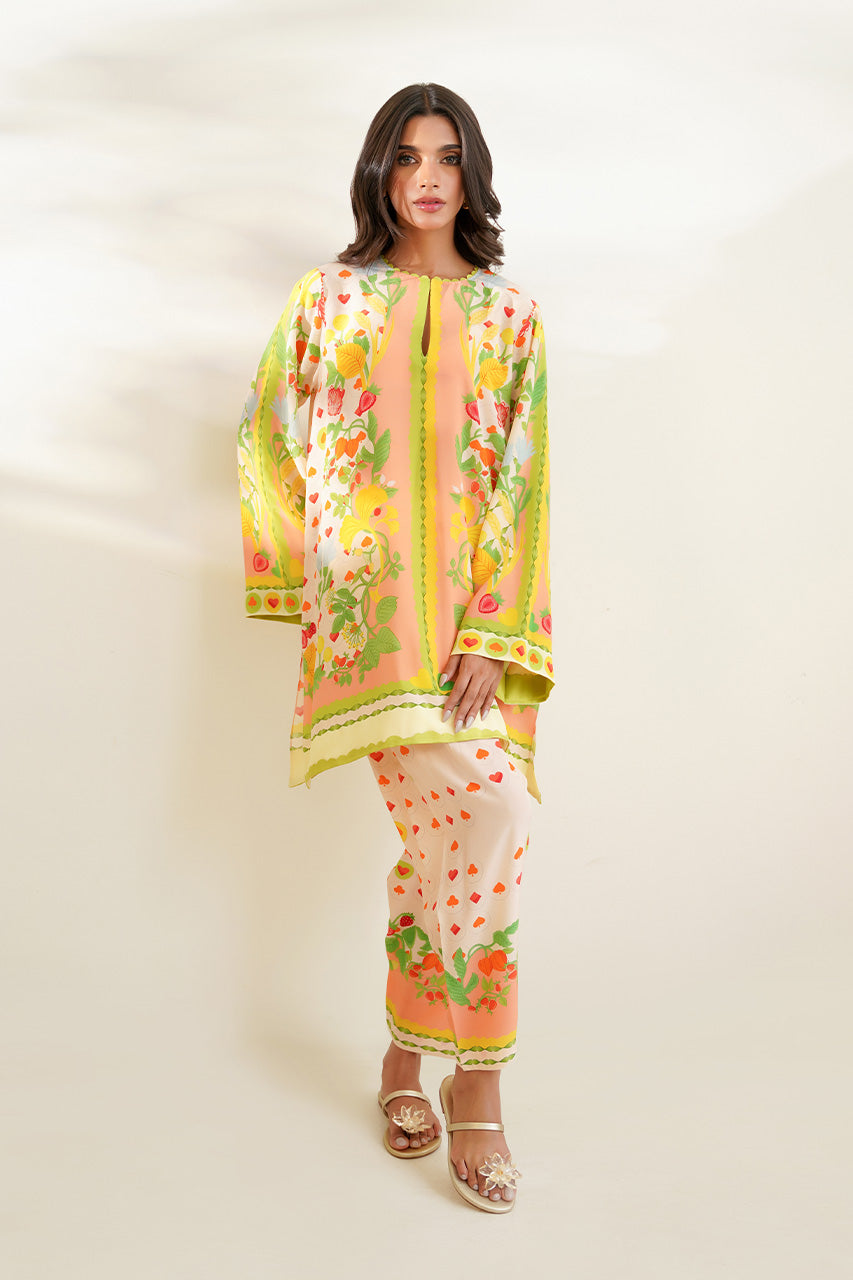 Floral Blush Co-Ord Set with Vibrant Detailing