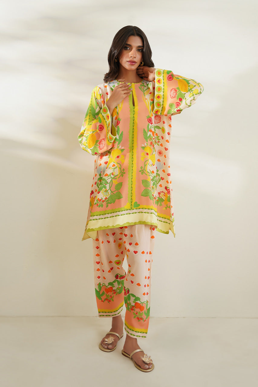 Floral Blush Co-Ord Set with Vibrant Detailing