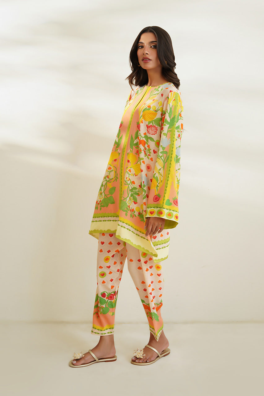 Floral Blush Co-Ord Set with Vibrant Detailing