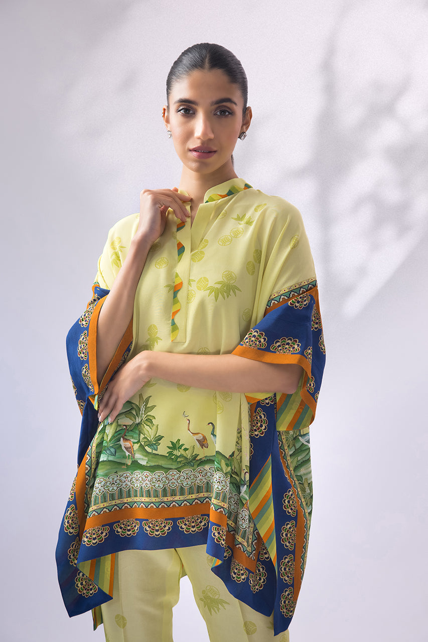 Lime Oasis Printed Kaftan Co-Ord Set