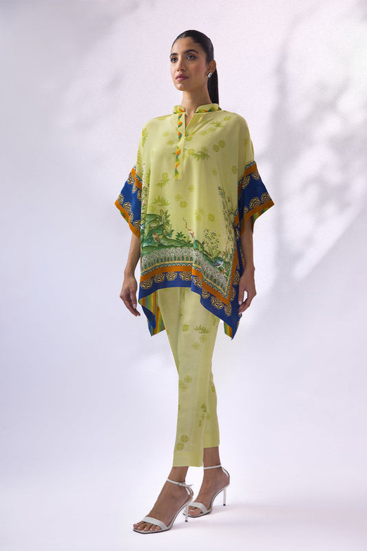 Lime Oasis Printed Kaftan Co-Ord Set