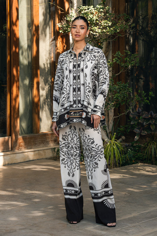 Elegant Black & White Floral Co-Ord Set