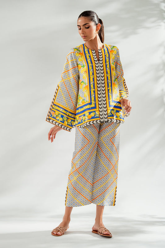 Bold Geometric & Floral Co-Ord Set with Vibrant Accents