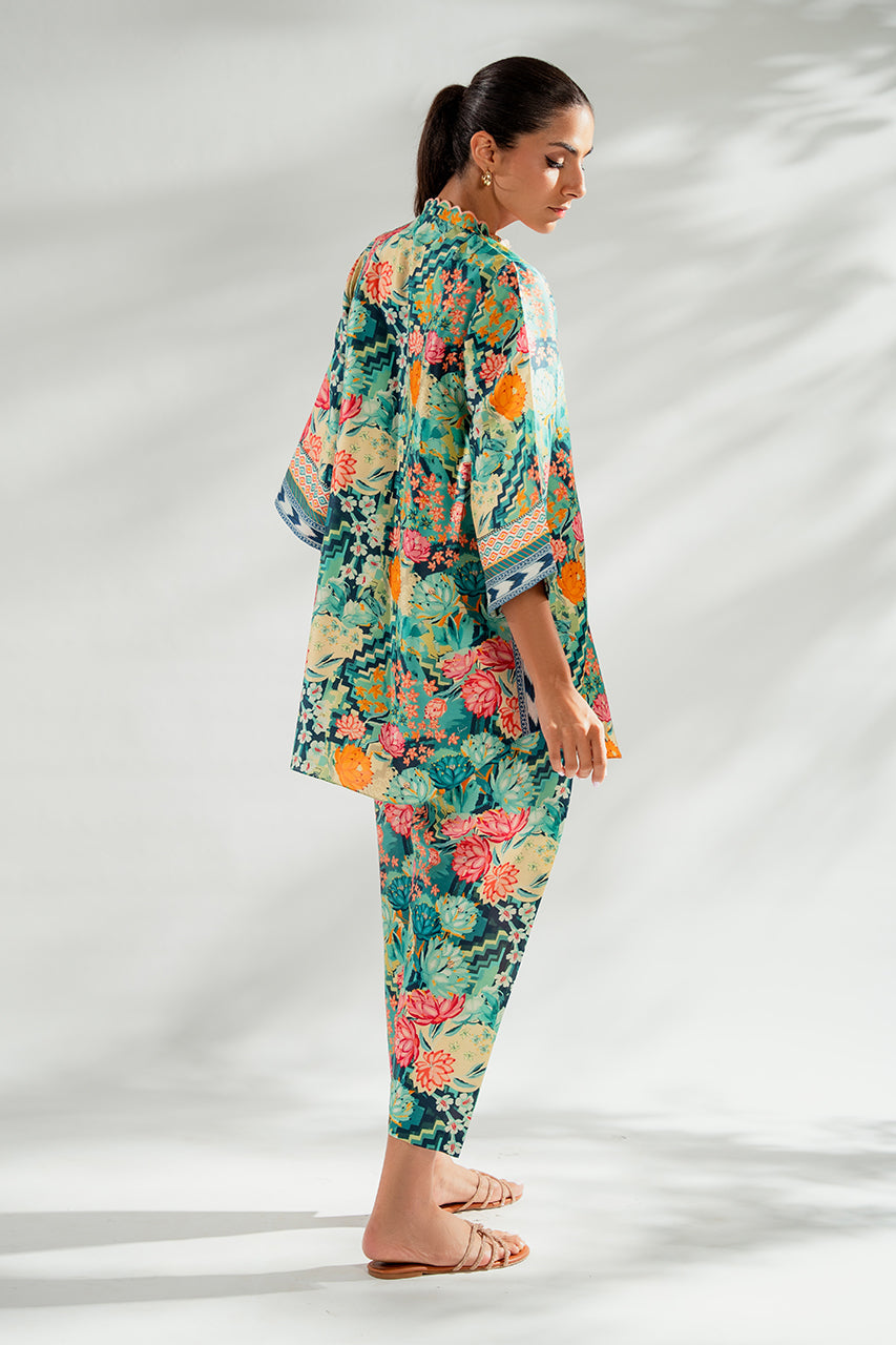 Vibrant Floral Print Co-Ord Set with Geometric Accents