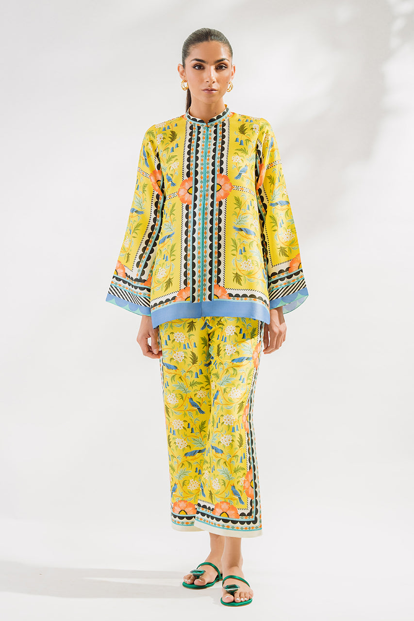 Vibrant Floral & Geometric Yellow Co-Ord Set