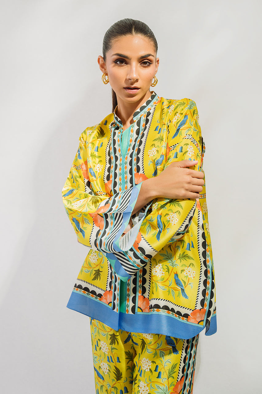 Vibrant Floral & Geometric Yellow Co-Ord Set