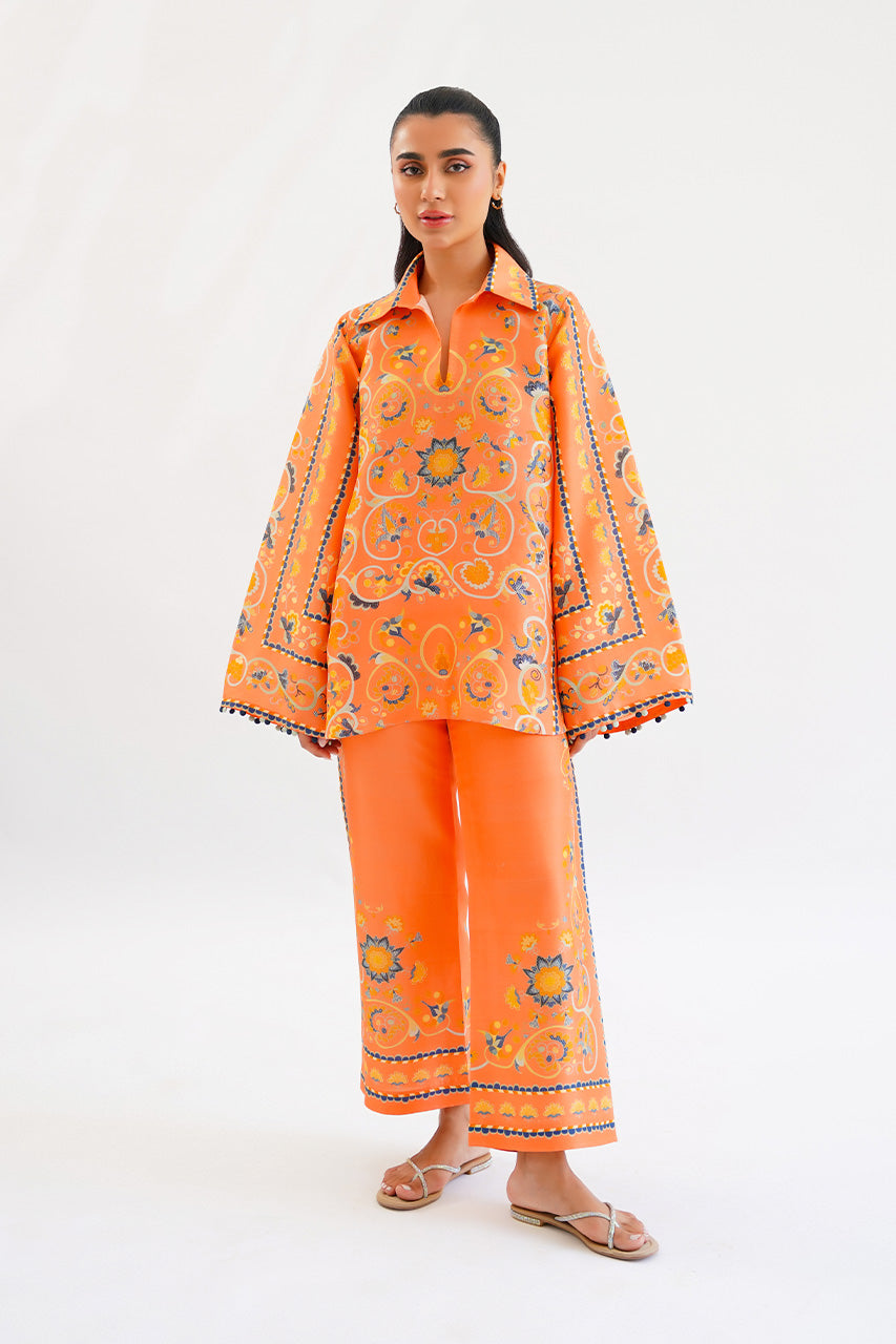 Vibrant Orange Floral Co-Ord Set