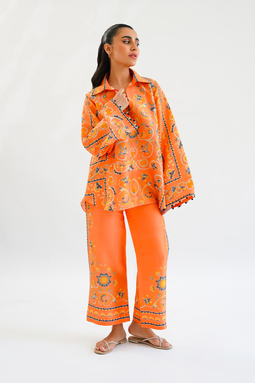 Vibrant Orange Floral Co-Ord Set