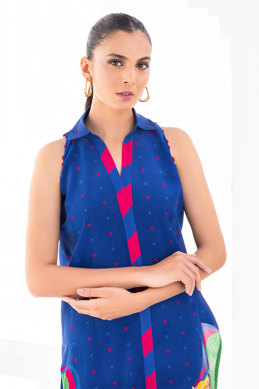 Royal Pop Art Sleeveless Co-Ord Set